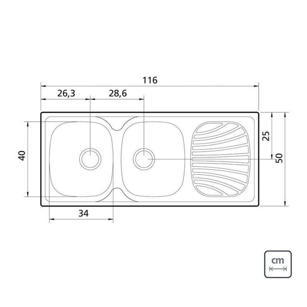 Cuba Sobrep Aco Inox 304 Ba 116x50 2c Sf - 3