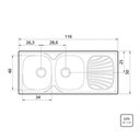 Ver imagem 3 de Cuba Sobrep Aco Inox 304 Ba 116x50 2c Sf