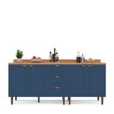 Ver imagem 5 de Cozinha Pérola com Tampo 2 Peças Balcão 3 Gavetas 2 Portas e Balcão 2 Portas Yescasa Azul/Freijó