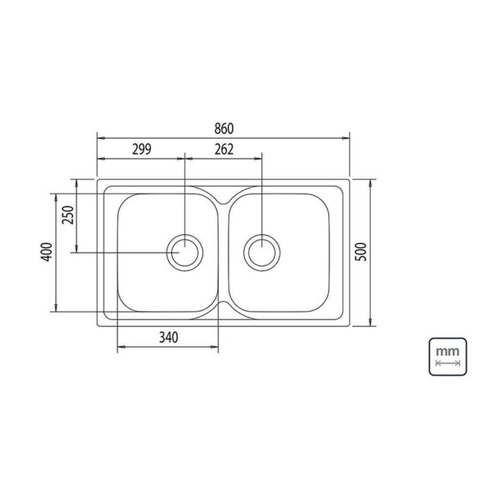 Cuba De Sobrepor Inox 86X50 2C Acetinado Fmono - 2