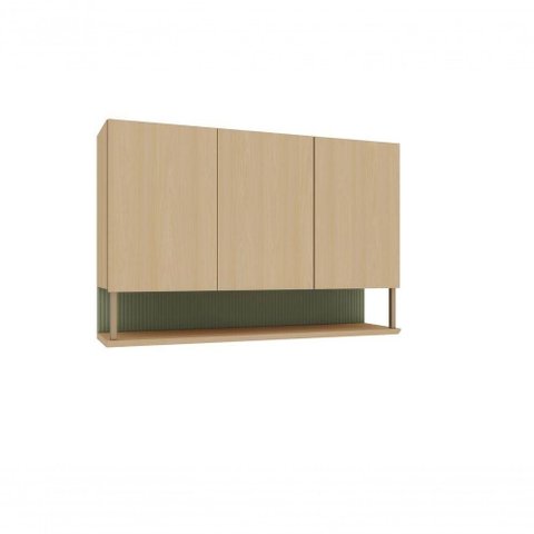 Armário Aéreo Domus 120cm 3 Portas MDF-MDP Bater Amadeirado Luciane Móveis