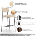 Ver imagem 3 de Kit 4 Banquetas Alta Sala de Jantar Lisa Pés Preto Linho Bege m² - Monari Design