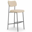 Ver imagem 2 de Kit 4 Banquetas Alta Sala de Jantar Lisa Pés Preto Linho Bege m² - Monari Design