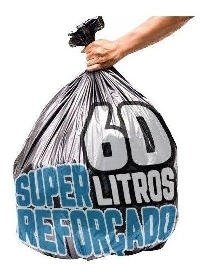 Saco de Lixo 60 Litros 100 Un Preto Super Reforçado Preto