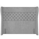 Ver imagem 4 de Kit Cabeceira Cama Box Casal 195 Cm Madrid com Puff Recamier Santorini Veludo Cinza - Lyam Decor