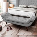 Ver imagem 3 de Kit Cabeceira Cama Box Casal 195 Cm Madrid com Puff Recamier Santorini Veludo Cinza - Lyam Decor