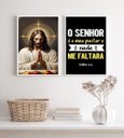 Ver imagem 1 de Kit 2 Quadros para Cozinha o Senhor É Meu Pastor 33x24cm - com Vidro:madeira Branca