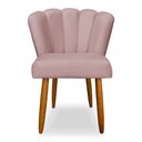 Ver imagem 2 de Kit 3 Cadeiras de Jantar Pétala Estofada Pés Palito Veludo Rosê Claro - Montanaris Decor
