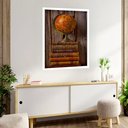 Ver imagem 2 de Quadro Decorativo Globo Livros Antigos - 70x50cm:moldura Branca