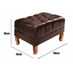 Puff Banqueta Dom Pedro Chesterfield Retangular  Sala, Quarto, Recepção - Couríssimo Marrom - 2