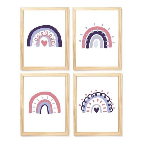Kit Quadro Arco Íris Decorativo Quarto Criança Bebê Enxoval Menina