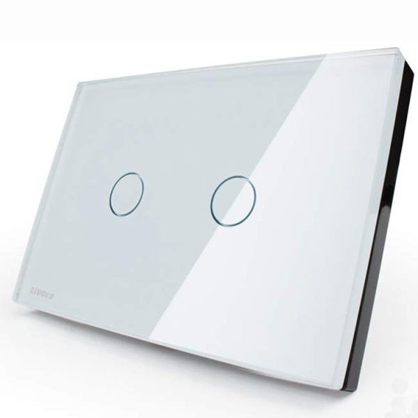 Interruptor Touch Screen com 2 botões com Função Remote e Dimmer - Branco - Livolo - LMS-VL-C302DR-8 - 1