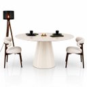Ver imagem 3 de Mesa de Jantar Cone Oval 137x90 cm Tampo Quartzito Taj Mahal e Base Laca Off White