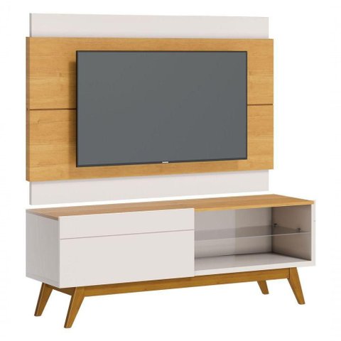 Rack com Painel Classic 1g 1.4 Nature com Off White - Imcal Móveis