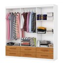 Ver imagem 3 de Guarda-roupa Solteiro Denver 6 Portas 6 Gavetas Branco/cinamomo - Carioca Móveis