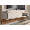 Ver imagem 5 de Painel Home P/ Tv até 65 Pol Vênus Ripado C/ 1 Porta e 2 Nichos 180x171cm Off White/freijo -