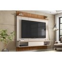 Ver imagem 6 de Painel Home P/ Tv até 65 Pol Vênus Ripado C/ 1 Porta e 2 Nichos 180x171cm Off White/freijo -