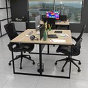 Ver imagem 1 de Escrivaninha Mesa Escritório 2 Lugares 120cm Industrial Carvalho e Preto Bege