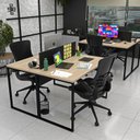Ver imagem 5 de Escrivaninha Mesa Escritório 2 Lugares 120cm Industrial Carvalho e Preto Bege