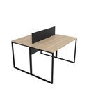 Ver imagem 2 de Escrivaninha Mesa Escritório 2 Lugares 120cm Industrial Carvalho e Preto Bege