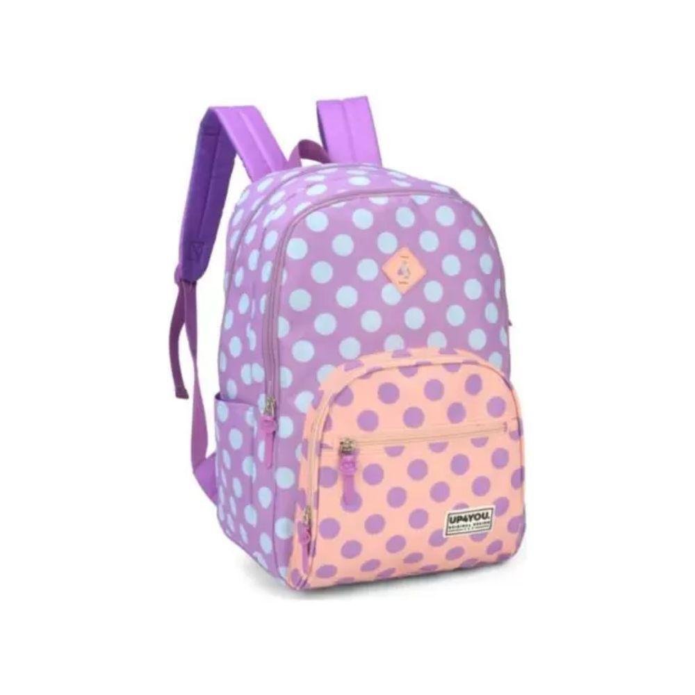 Mochila de Costas Up4you Roxo com Bolinhas Azul - Luxcel - 1
