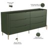Cômoda para Quarto Closet Orgânica 6 Gavetas Pés Industrial Dourado Bliss I03 Musgo - Lyam Decor - 2