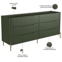 Ver imagem 2 de Cômoda para Quarto Closet Orgânica 6 Gavetas Pés Industrial Dourado Bliss I03 Musgo - Lyam Decor