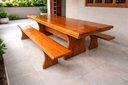 Ver imagem 2 de Mesa Rústica Jantar Madeira Maciça Tampo(200 X 85 X 5,5 Cm) C/ 2 Bancos Tampo(200 X 36 X 4 Cm)