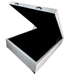 Cama Baú Casal 138 X 188 com 48cm de Altura Super Reforçado - Corino Branco - 1