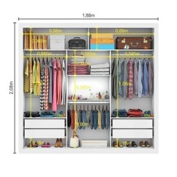 Guarda-Roupa Casal com Espelho 3 Portas de Correr Flórida Espresso Móveis - 3