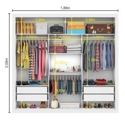 Guarda-Roupa Casal com Espelho 3 Portas de Correr Flórida Espresso Móveis - 9