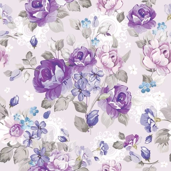 Papel de Parede Violet roses - 0,58 x 2,50 metros - 1