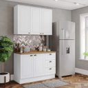 Ver imagem 1 de Cozinha Modulada Americana 120cm Henn 2 Peças - 5 Portas e 3 Gavetas com Tampo