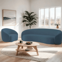 Ver imagem 1 de Kit Sofá 3 Lugares 200cm e Poltrona Orgânico Luxo Recepção Sala de Estar e Tv Amore Linho Azul Royal