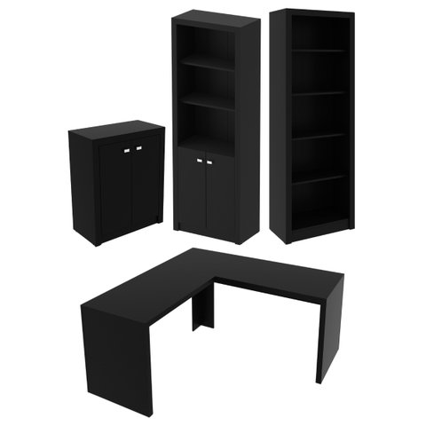 Conjunto para Escritório Preto 4 Peças Tecnomobili