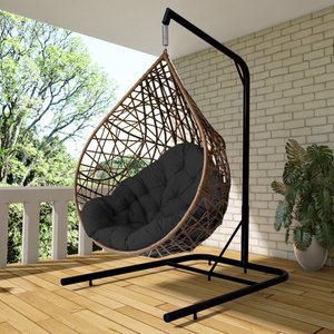 Cadeira Balanço Ninho Suspenso Gota Tramado com Suporte e Almofada Impermeável