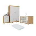 Ver imagem 1 de Quarto de Bebê Completo Berço Americano 3 em 1 Colchão Allegra Multimóveis Mp4602 Madeirado/