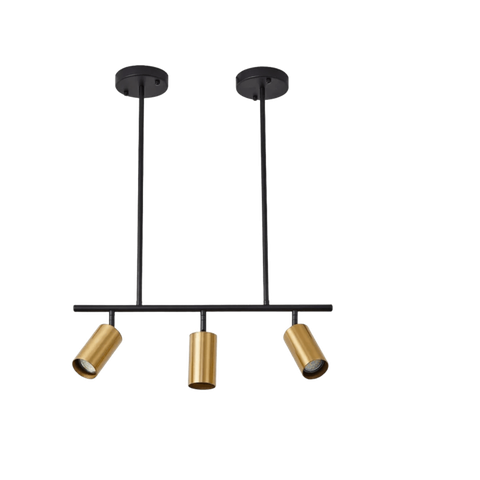 Lustre Pendente Moderno Kalla 50cm 3 Spots Dourado e Preto