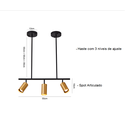 Ver imagem 4 de Lustre Pendente Moderno Kalla 50cm 3 Spots Dourado e Preto