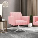 Ver imagem 7 de Kit 2 Poltronas Giratória Viena Gomada Suede Rosê Base Cromada - D’Rossi