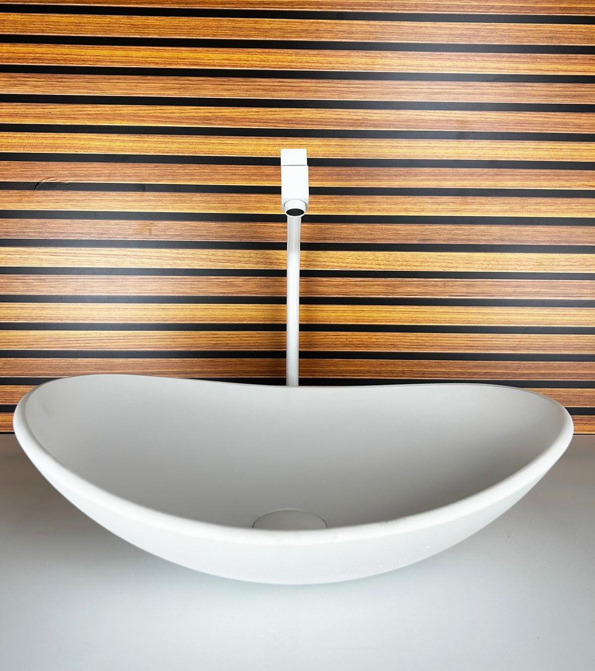 Cuba de Vidro Oval 38cm Branco Fosco - 4