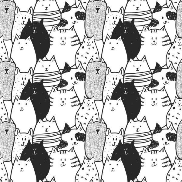 Papel de Parede P&B Cats - 0,58 x 3,00 metros - 1