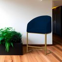 Ver imagem 2 de Poltrona Banqueta Mia Recepção Suede Base Metal Dourada - Estopar