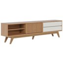 Ver imagem 1 de Rack para Sala Bancada de Tv 75 Pol 200cm Itália C05 Freijó/off White Matte - Mpozenato