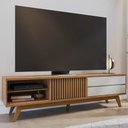Ver imagem 2 de Rack para Sala Bancada de Tv 75 Pol 200cm Itália C05 Freijó/off White Matte - Mpozenato