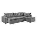 Ver imagem 3 de Sofá Retratil com Chaise Direita Titan 7 Lugares 3,56m Tecido Linho