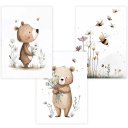 Ver imagem 3 de Kit 3 Quadros Decorativos Infantil | Jardim e Floresl - Ursinho NO2 - 40x60 - Moldura Madeira