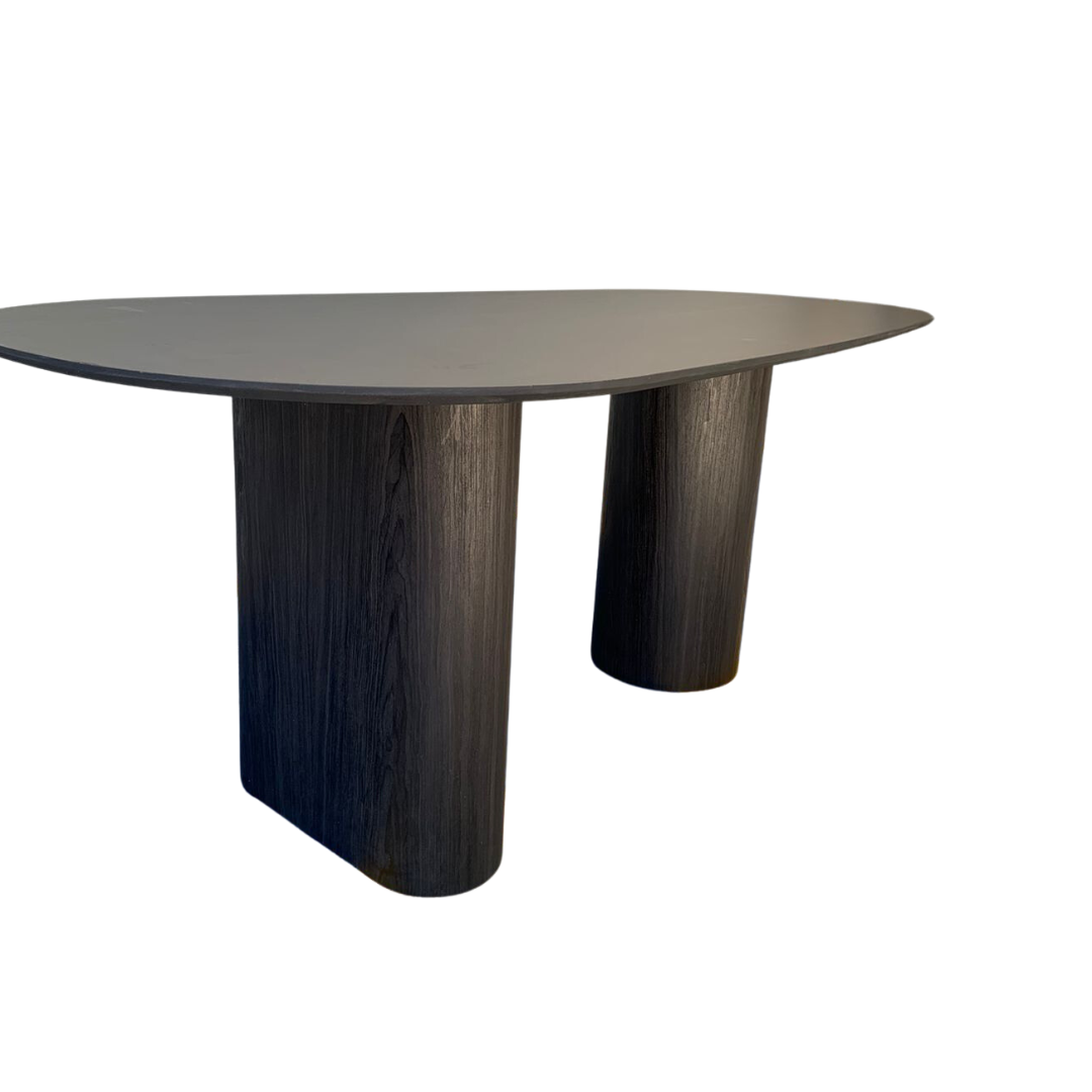 Mesa de Jantar Orgânica 244x137cm com duas bases Cor Ébano Modelar Moveis - 3