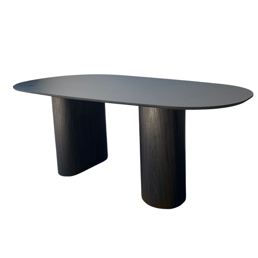 Mesa de Jantar Orgânica 244x137cm com duas bases Cor Ébano Modelar Moveis - 2