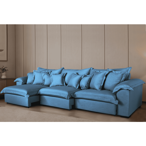 Sofá Magnífico Retrátil e Reclinável 8 Lugares 3,60m com Almofadas Soltas Linho Premium | de Casa Dé